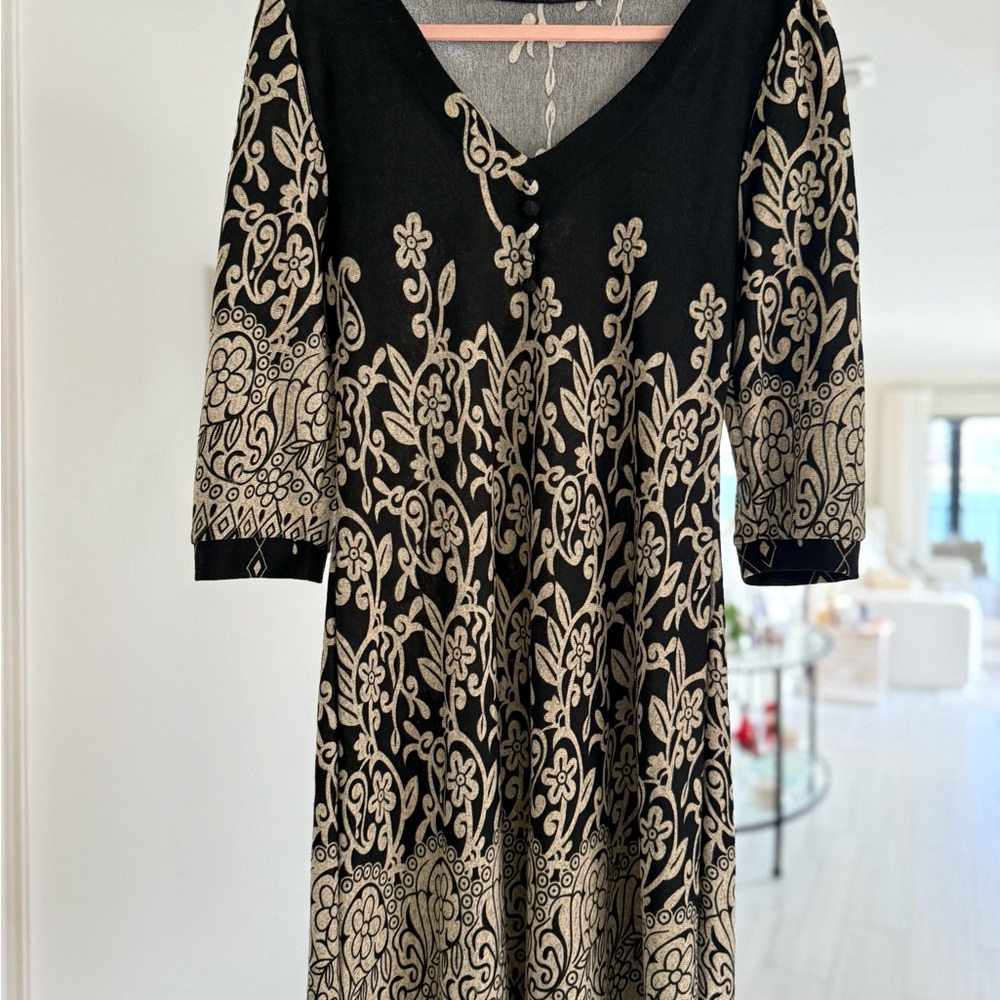 Black Long Sleeve Dress in Cream